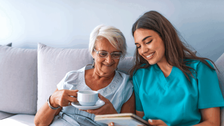 Qualified nurse providing excellent nursing care to an elderly resident at Savash Private Home Care